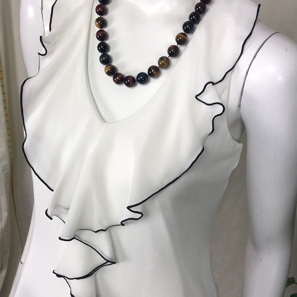 BCX Tops - Ruffled White and Black Lace BCX Top